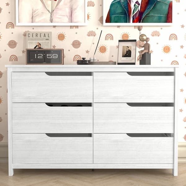 teen dresser Cabbie Pearl White 6 Drawer 47.2 in. Wide Teen Dresser (Sturdy, Effortless  Assembly with Interlocking Drawers) - Bed Bath & Beyond
