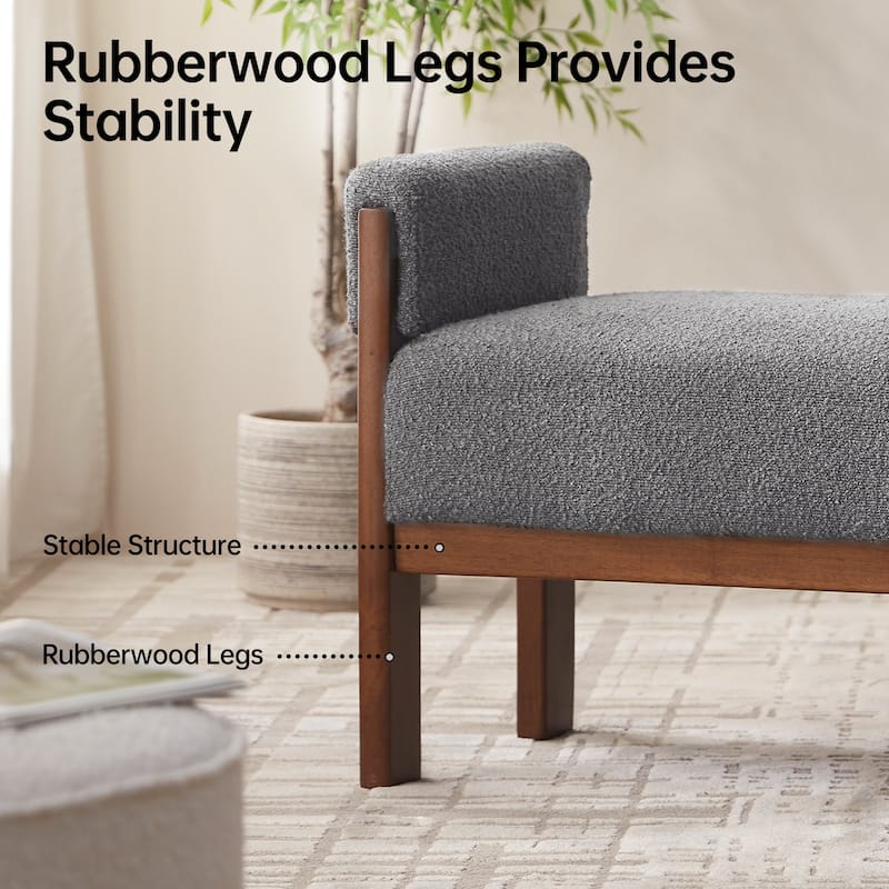 Arm Fabric bench with Solid Wood ,51.8-inch Upholstered Bench for Living Room ,Bedrooms