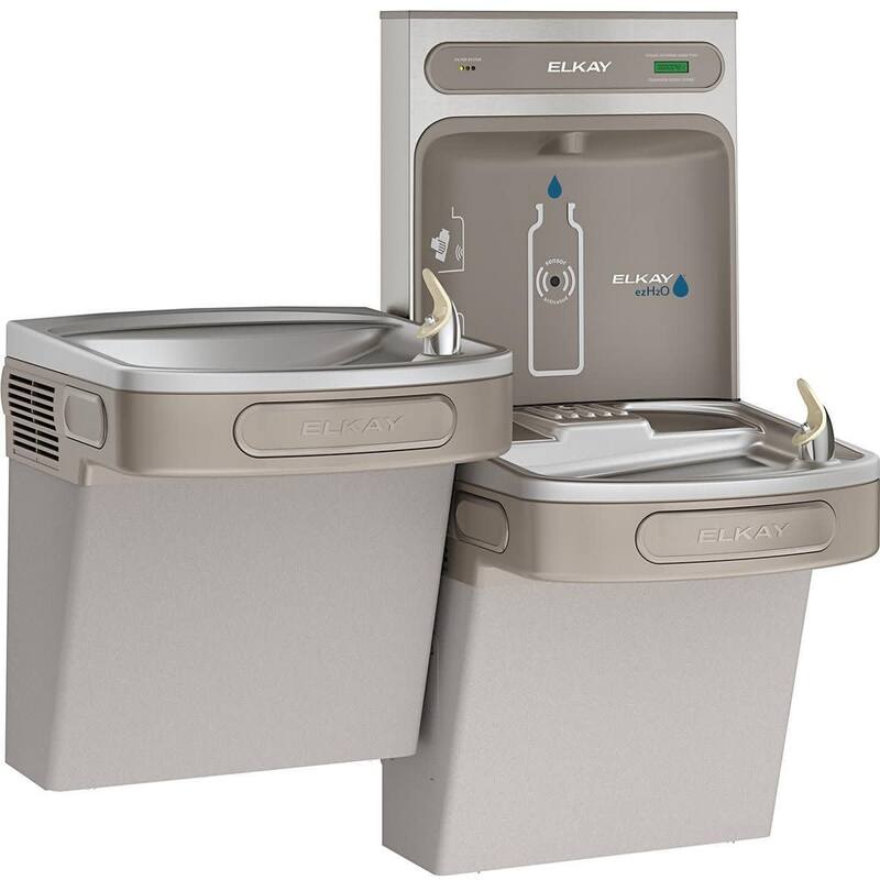 Elkay EZH2O Versatile Bi-Level Drinking Fountain with Hands Free Water - Light Gray