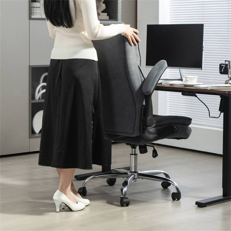 Comfortable Adjustable Height Velvet Desk Chair with Tilt Recline and Swivel Seat Steel Base - 27.6" W x 27.6" D x 44.9" -48" H