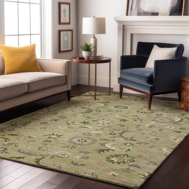 Premium Washable Super Soft Traditional Evie Mayfield Rug - Aloe - 10' x 14'