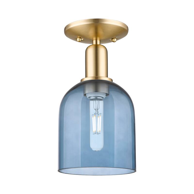Innovations Lighting Endless Possibilities Arcadia - Bella - 1 Light 6" Semi-Flush Mount - Blue/Champagne Bronze
