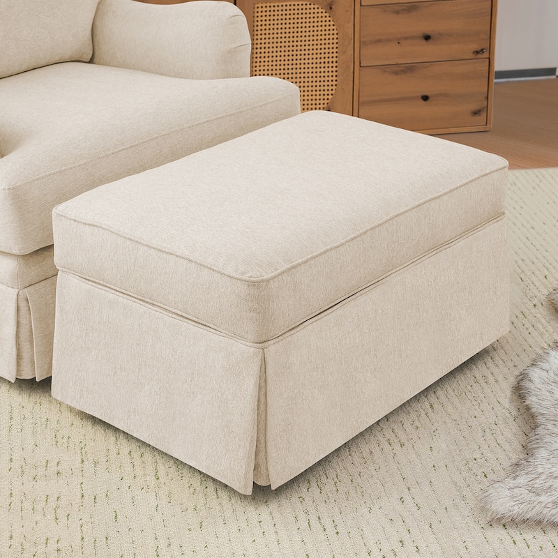LUE BONA Swivel Fabric Single Sofa with a Removable Storage Ottoman, Living Room Accent Chair Set with Ottoman