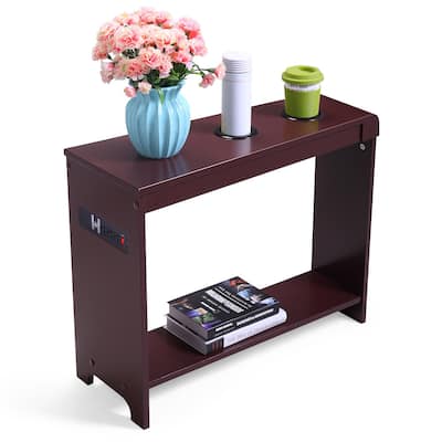 Heritage End Table with Charging Station - 27.95"L x 7.81-11.02"W x 22.05"H
