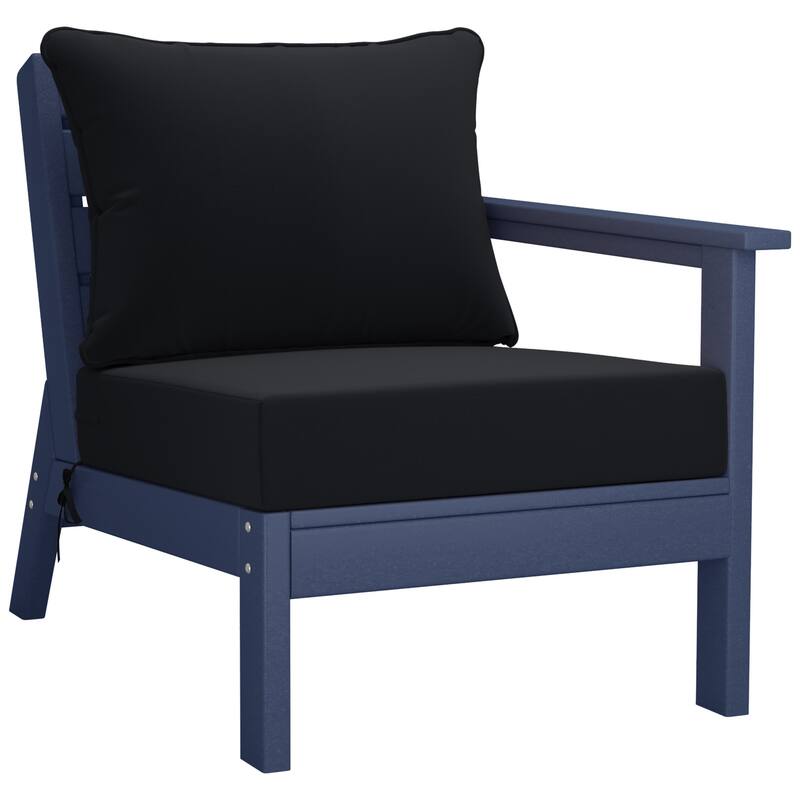 Birchwood All Weather HDPE Outdoor Patio Navy Blue Deep Seating Conversation Set (6-Piece Set)