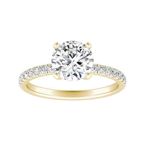 Auriya 14k Gold 2 carat TW Classic Round Diamond Engagement Ring Certified