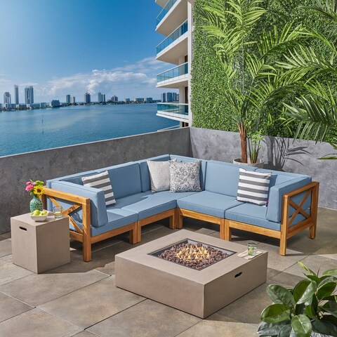 Brava Outdoor 7-piece Fire Pit Sectional Set by Christopher Knight Home