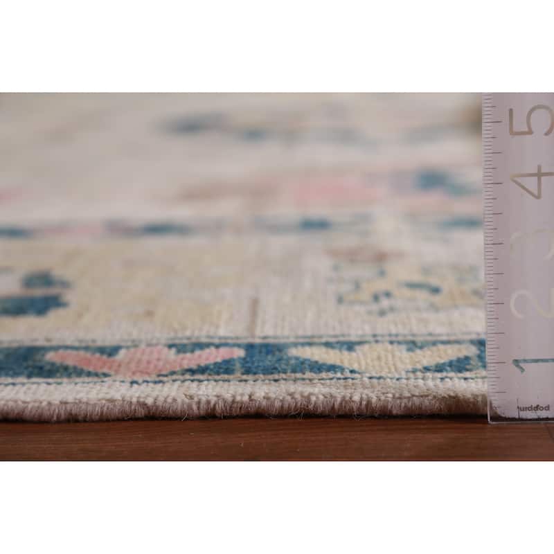 Hand Knotted Oriental 100% Wool Carpet Transitional All-Over Beige & Ivories Oushak Area Rug - 13' 9'' X 9' 11''