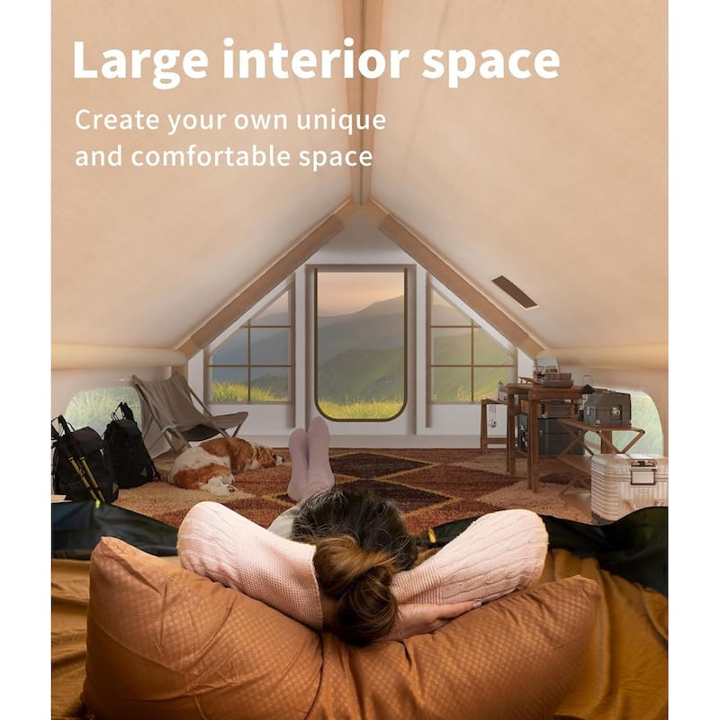 Inflatable 2-4 Person Camping Tent with Air Pump - N/A