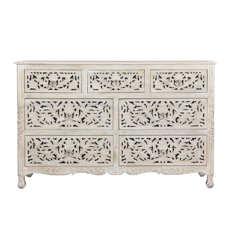 Florence Floral Carved Wood 7-Drawer Dresser