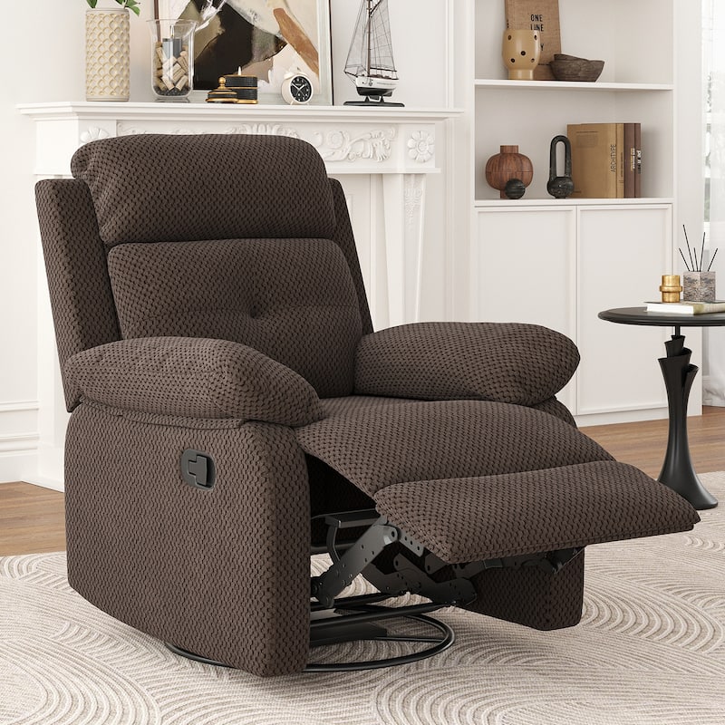 Recliner Chair with 360° Swivel, Soft Cushion Seat Rocker Accent Chair, Lounge Chaise Chair with Footrest