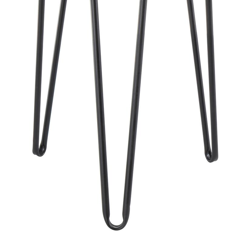 Black Metal Handmade Side End Accent Table with Rattan Edges Tabletops (Set of 3)