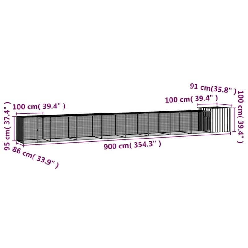 vidaXL Chicken Coop Multipurpose Chicken House with Mesh Cage Galvanized Steel