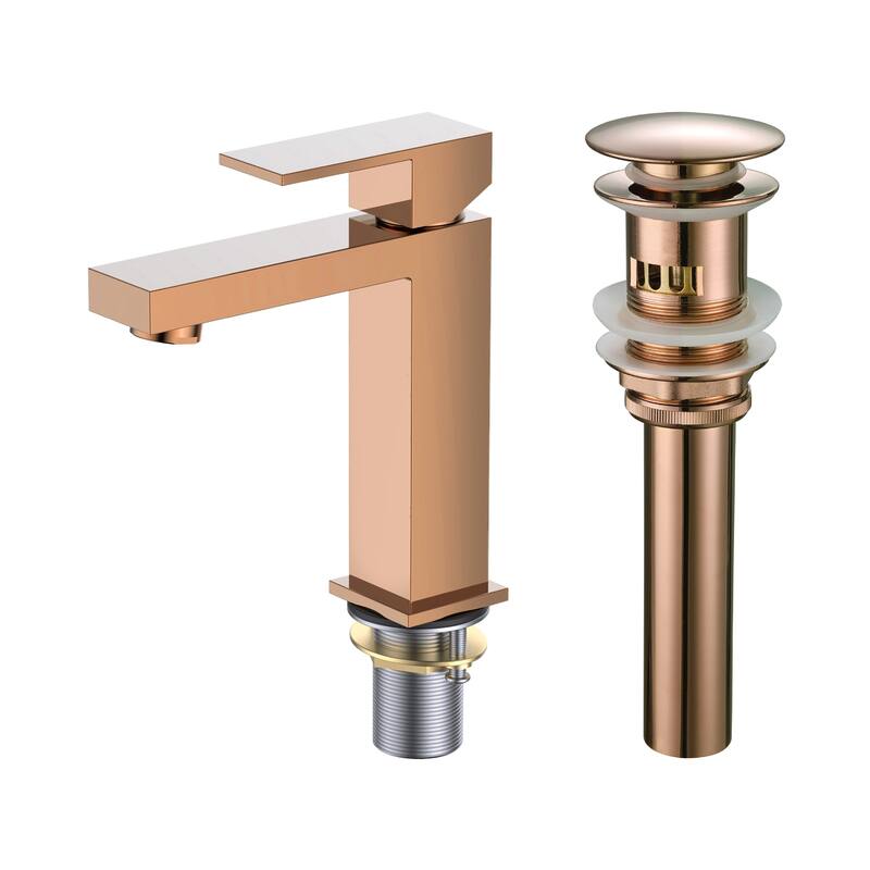 Fine Fixtures Modern Single Hole Bathroom Sink Faucet with Pop-up Drain and Strainer Basket