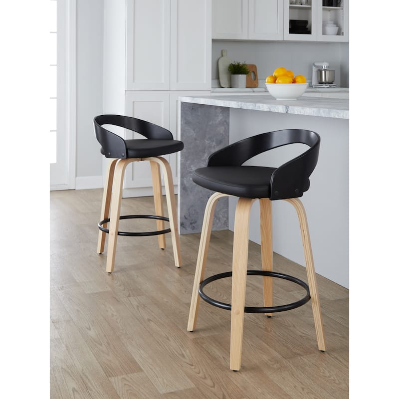 Carson Carrington Stavanger 26" Fixed-Height Counter Stool with Bent Wood Legs & Round Footrest (Set of 2)