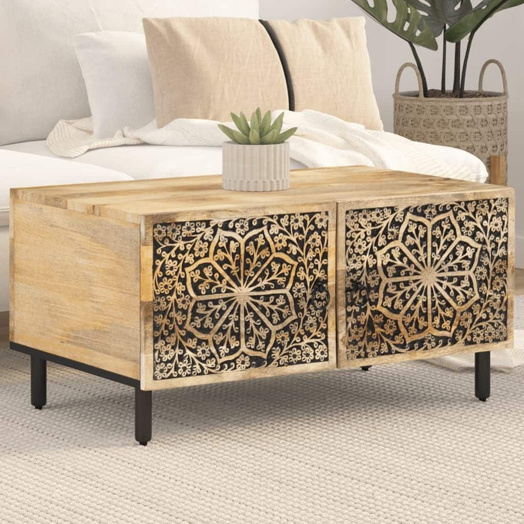 vidaXL Coffee Table 31.5"x19.7"x15.7" Solid Wood Mango - 31.5 x 19.7 x 15.7