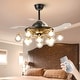 preview thumbnail 8 of 19, 48 Inch Retractable Clear 4-Blade Modern Sputnik Ceiling Fans with Light (excl.bulb) Luxury Chandelier Black and Gold 2
