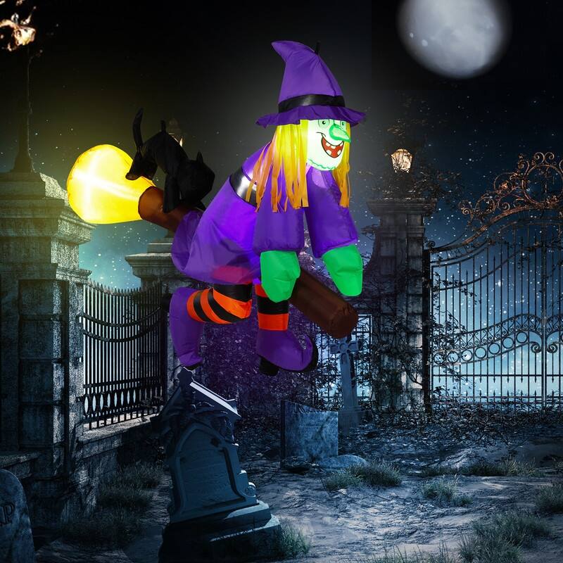 Halloween Inflatable Witch Outdoor Decor with Built-in LED Lights