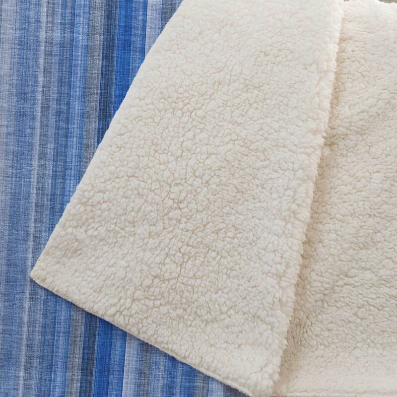Premium Machine Washable Contemporary Stripe Sherpa Throw Blanket