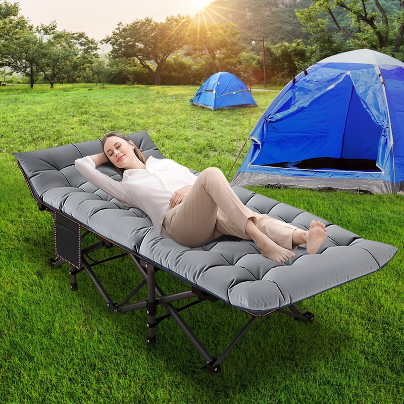 DoCred Oversized Folding Camping Bed, Portable Sleeping Bed Cot - 75"x28"x14"