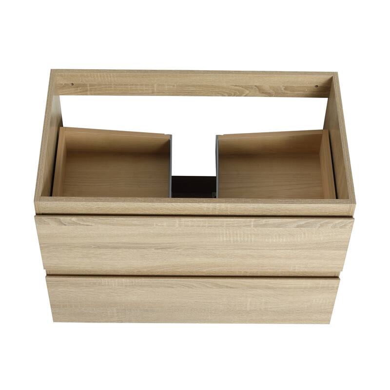 30" Wall-Mounted Bathroom Vanity w/Ceramic Sink,2-Soft Close Drawers