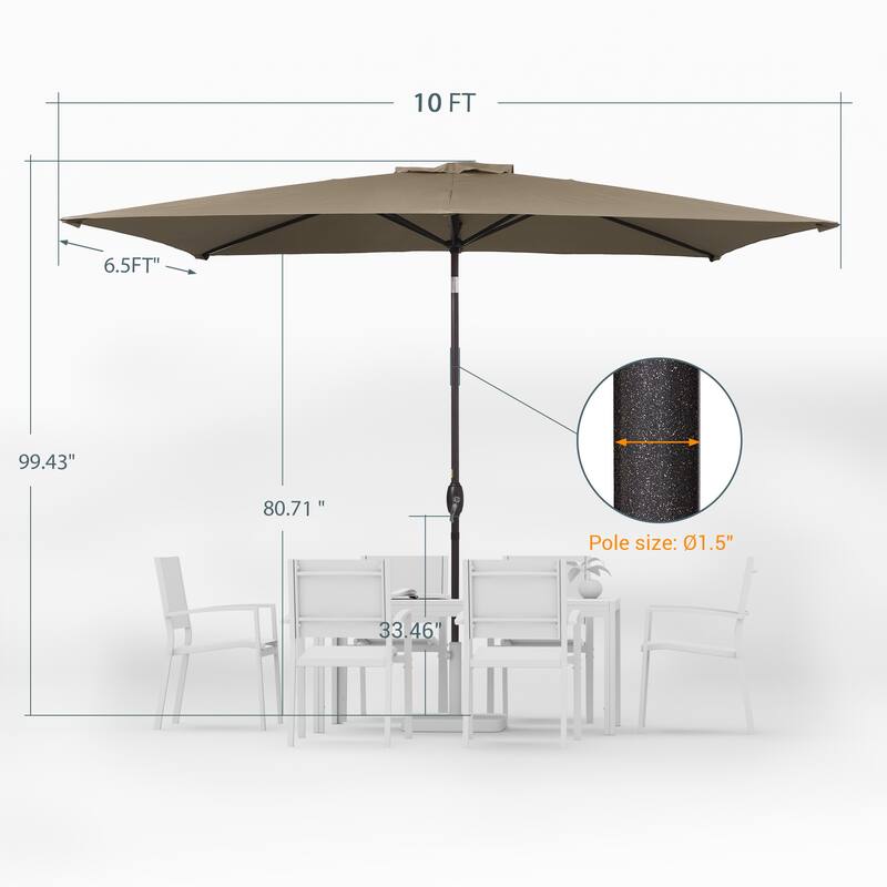 LIVOOSUN 10 x 6.5ft Outdoor Market Patio Umbrella w/Tilt and Crank