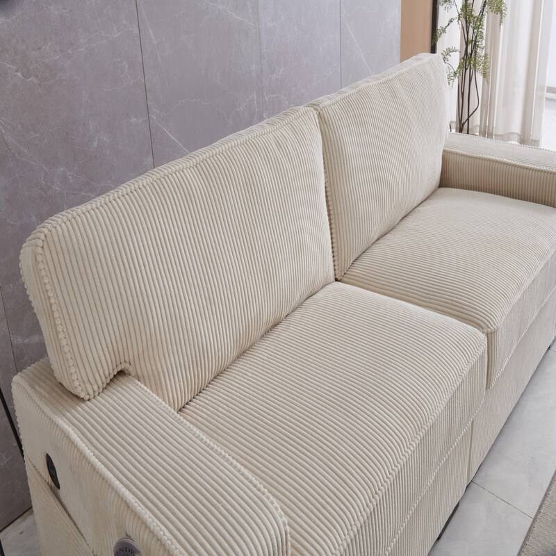 Grey Loveseat with Engineered Wood Frame,Adjustable Headrests,Cushions