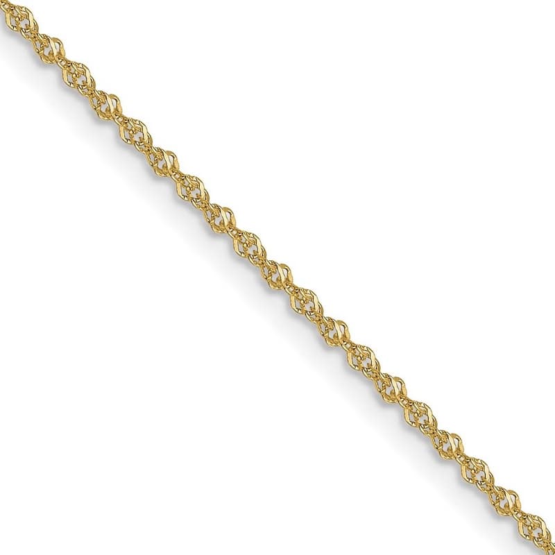 Curata 10k Yellow Gold 1mm Diamond-cut Singapore Chain Necklace (Lobster)