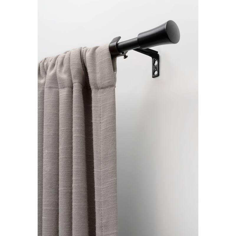 Lumi 3/4" Single Curtain Rod Brushed Nickel/Black- Cylinder finials