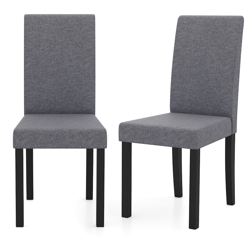 Gymax Dining Chair Set of 4 Fabric Upholstered Rubber Wood Legs Side