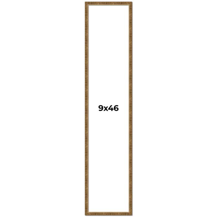 9x46 Frame Black Real Wood Picture Frame Kingsley Gold Distressed Photo Frame with UV Acrylic Foam Board Backing &