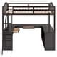 preview thumbnail 14 of 16, Full Wooden Loft Bed with U-shaped Desk,Storage Compartments and Tri-fold Mirror, Gray