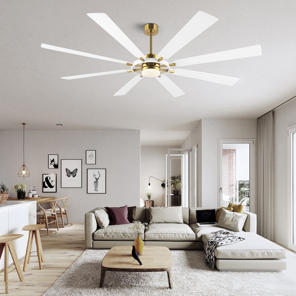 WINGBO 80-inch 8-Blades Indoor DC Motor Ceiling Fan With LED Light and Remote Control