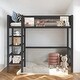 preview thumbnail 14 of 37, Modern Style Twin Size Metal Loft Bed with 4-Tier Shelves and Storage, Creative Structure, Storage Space, Good Stability, Pink Black
