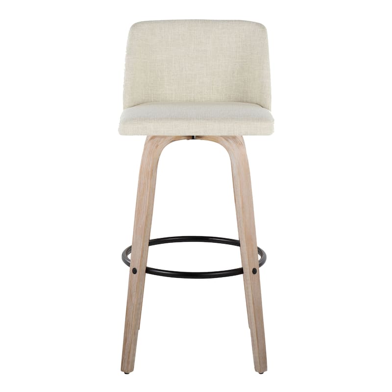 The Gray Barn Vallberga 30" Fixed-Height Bar Stool with White Washed Wood Base (Set of 2)