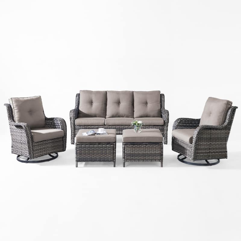 Pocassy Outdoor Patio Wciker Sofa Furniture Set of Chair Table.