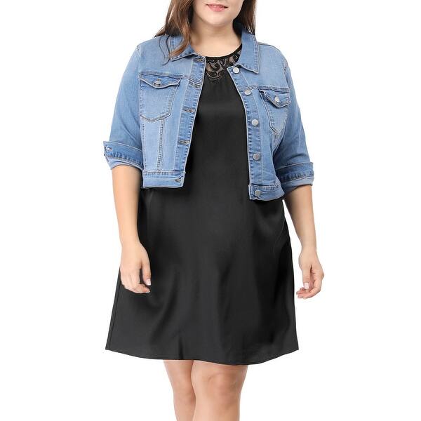Shop Allegra K Women S Plus Size Denim Jacket Overstock 20834649