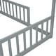 preview thumbnail 14 of 33, Double Twin House-Style Floor Bed with Fence,Guardrails,Without Door