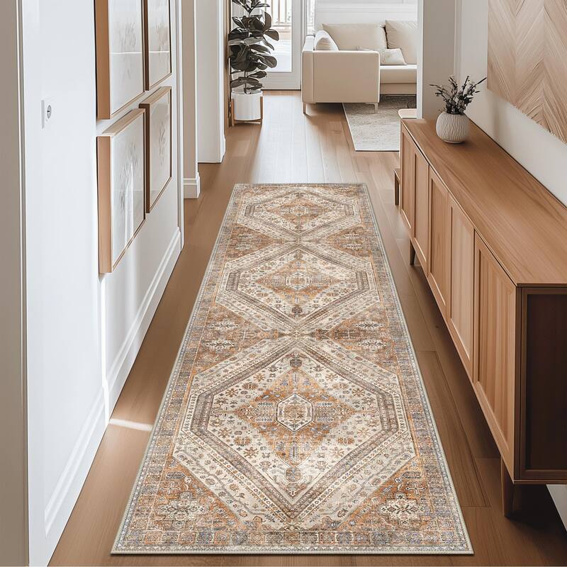 Mcow Everyday Comfort Neutral Low Pile Washable Non-Slip Area Rug