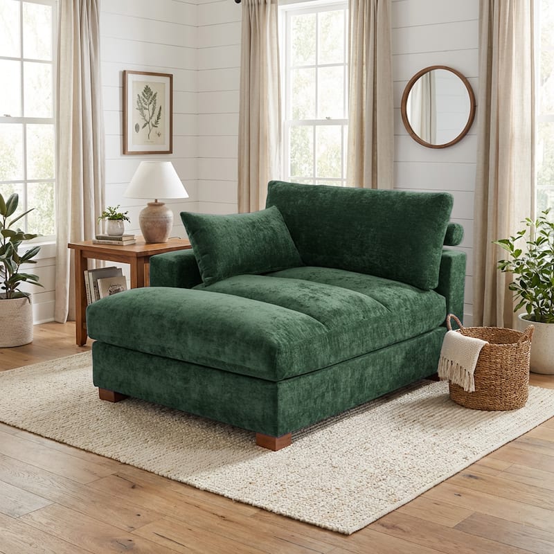 42"W Chenille Upholstered Chaise Lounge