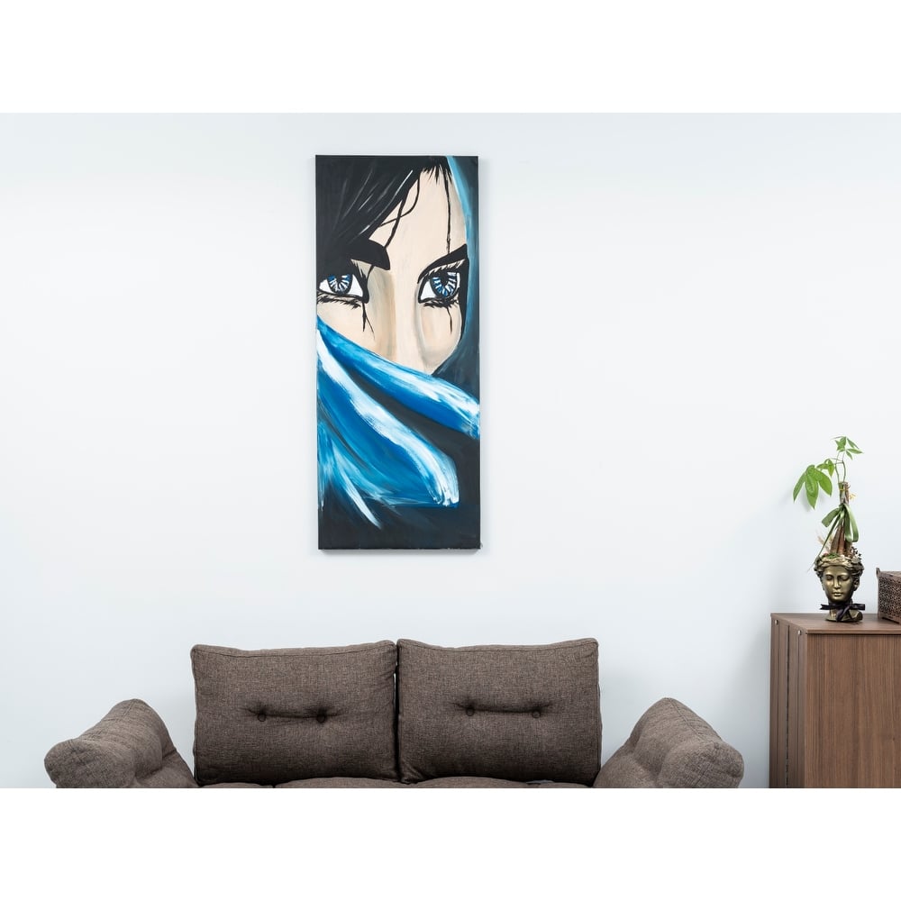 Wandela Wall Canvas Paintings 47'' x 19'' - Blue