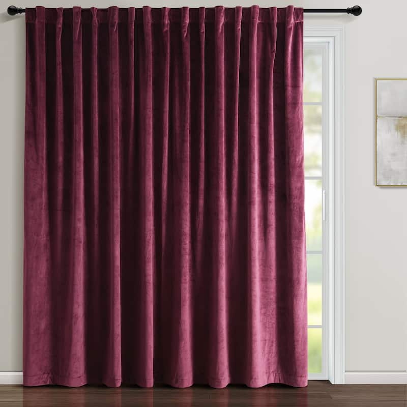 Lush Decor Prima Velvet Solid Light Filtering Back Tab Rod Pocket Window Curtain Panels Set - 84 x 114 - Plum