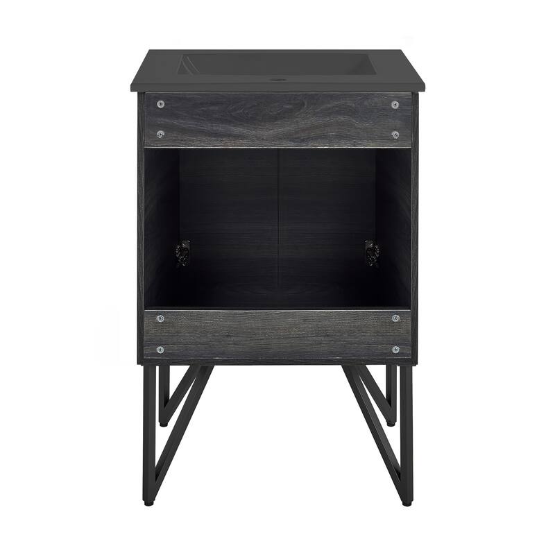 Annecy 24 In. Black Walnut Bathroom Vanity With Black Ceramic Sink Top