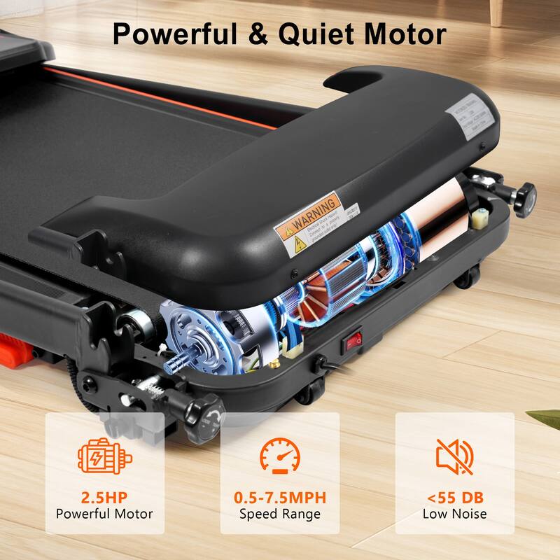 Folding Incline Treadmill with 12 Program, Shock Absorption, USB Charging, 2.5HP Smart Treadmill Home Walking Machine