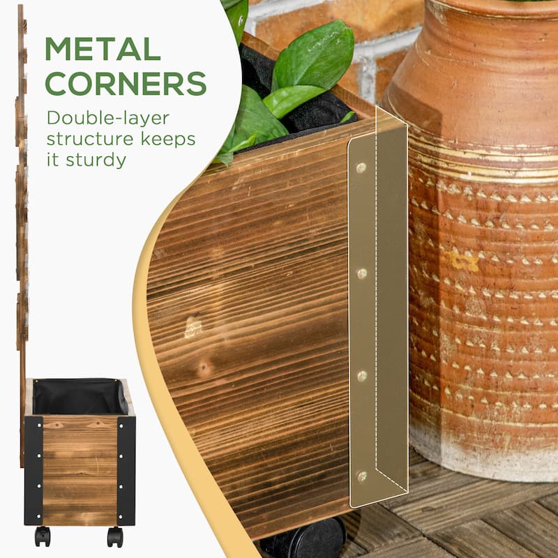 Rolling Raised Planter Box Wheels for Indoor/Outdoor Use with Trellis