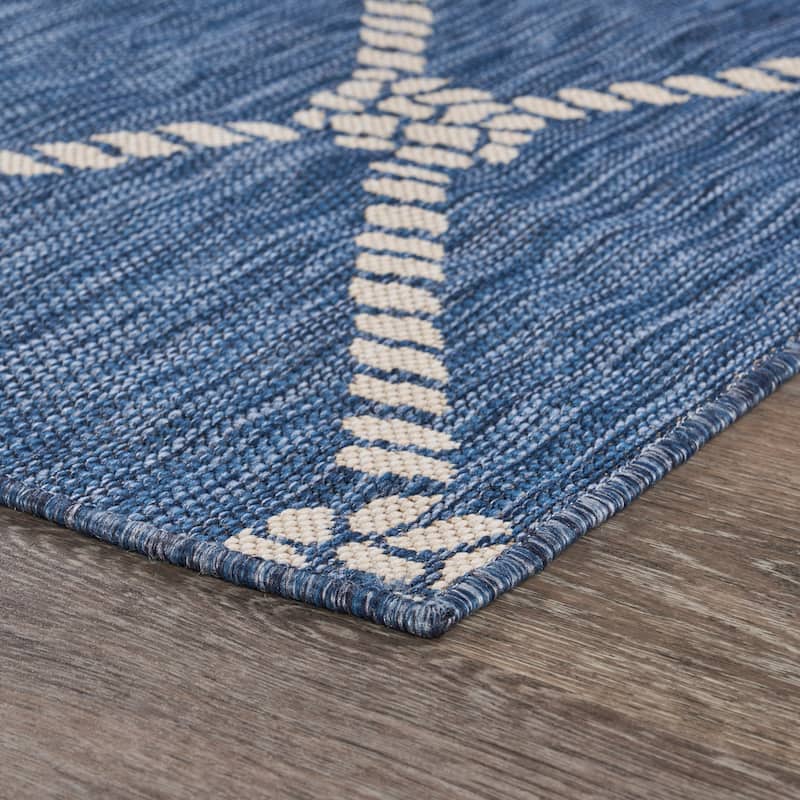 Sevita Tides Nautical Rope Knot Blue/White Indoor/Outdoor Area Rug