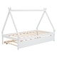 preview thumbnail 7 of 7, Twin Size Montessori Bed with Trundle, Wood Tent Floor Bed Frame, Twin Kids Bed with Slat Support for Boys,Girls, Easy Assembly