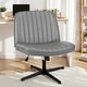 preview thumbnail 7 of 66, Desk Chairs. Cross Legged Office Task Armless Wide Vanity Makeup Chair Computer Chairs for Home Office PU Grey