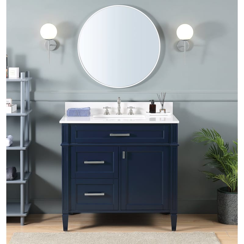 36" Tennant Brand Durand Modern Navy Blue Bathroom Sink Vanity