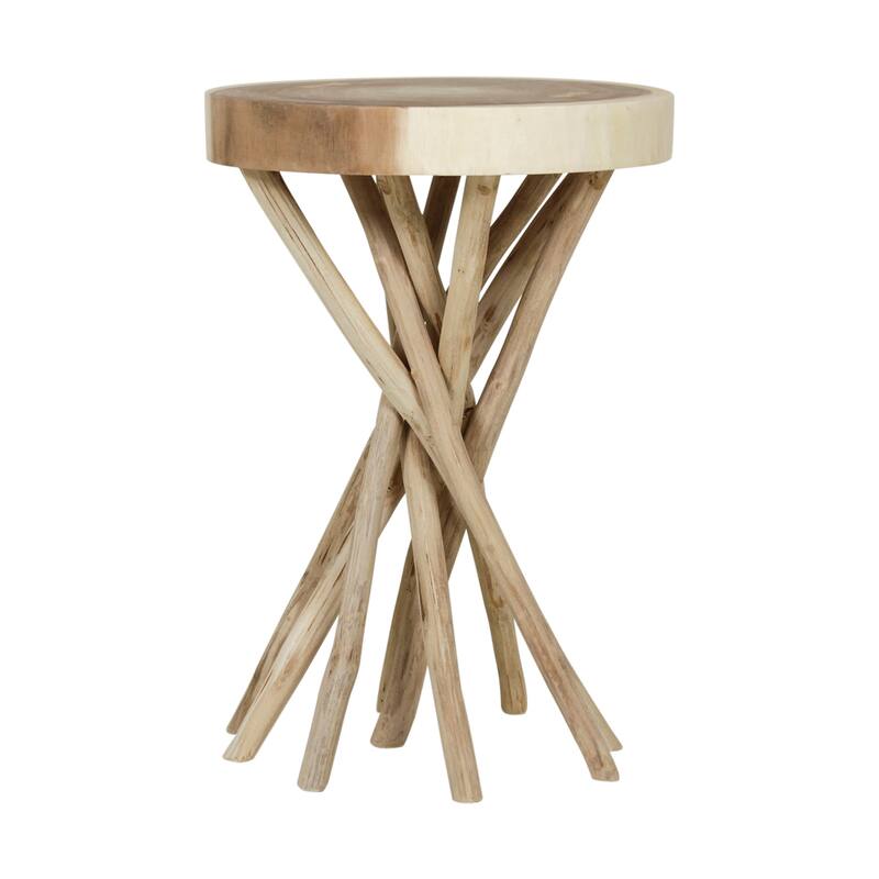 East at Main Solid Wood Cross-cut Accent Table with Branch Base - Small - Natural/Natural